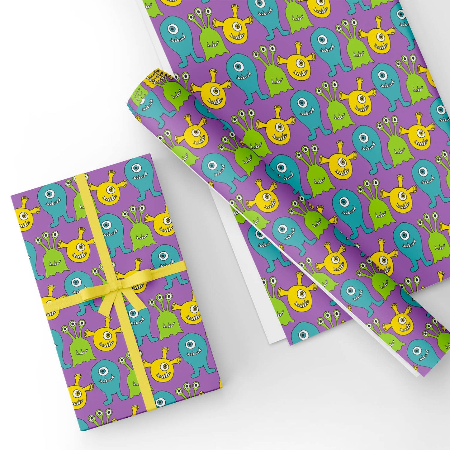 Monster in Purple Flat Wrapping Paper Sheet 19.7" X 27.6"