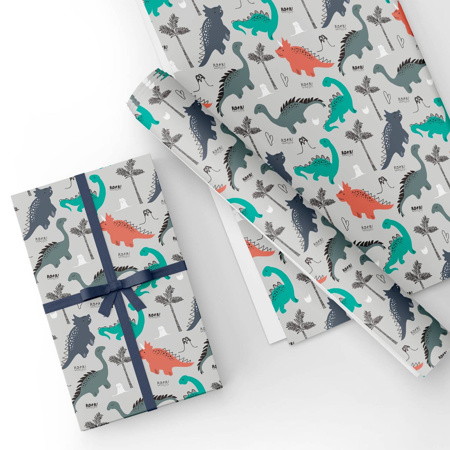 Baby Dinosaur Flat Wrapping Paper Sheet 19.7" X 27.6"