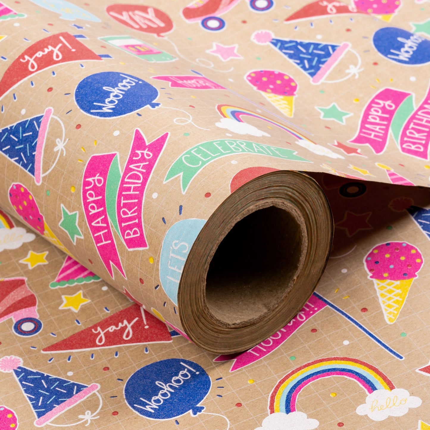 Music Gilrs Birthday Party Eco-friendly Kraft Wrapping Paper wtih Cut Line on Reverse