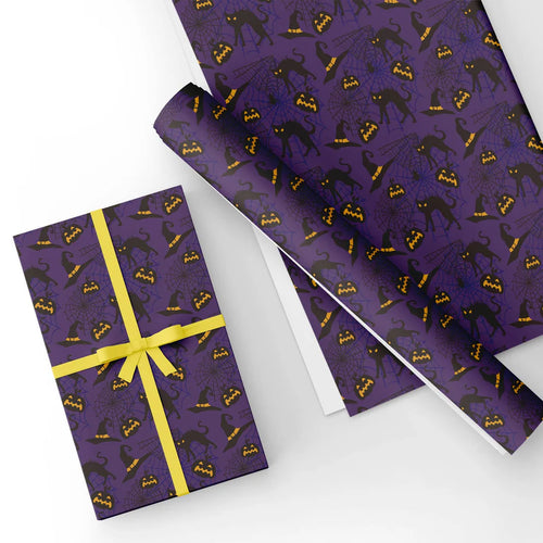Halloween Cartoon Flat Wrapping Paper Sheet 19.7" X 27.6"