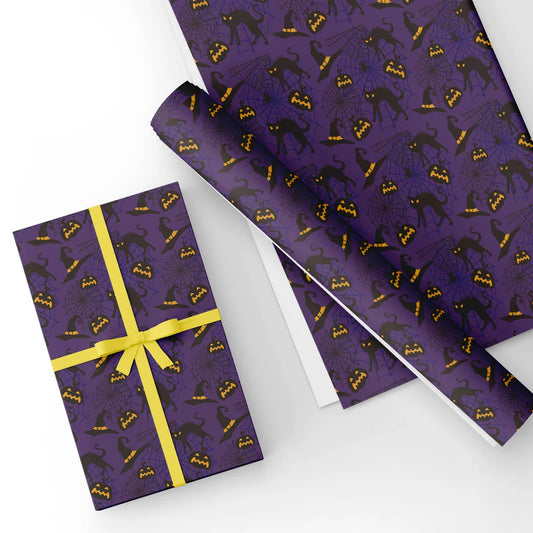 Halloween Cartoon Flat Wrapping Paper Sheet 19.7" X 27.6"