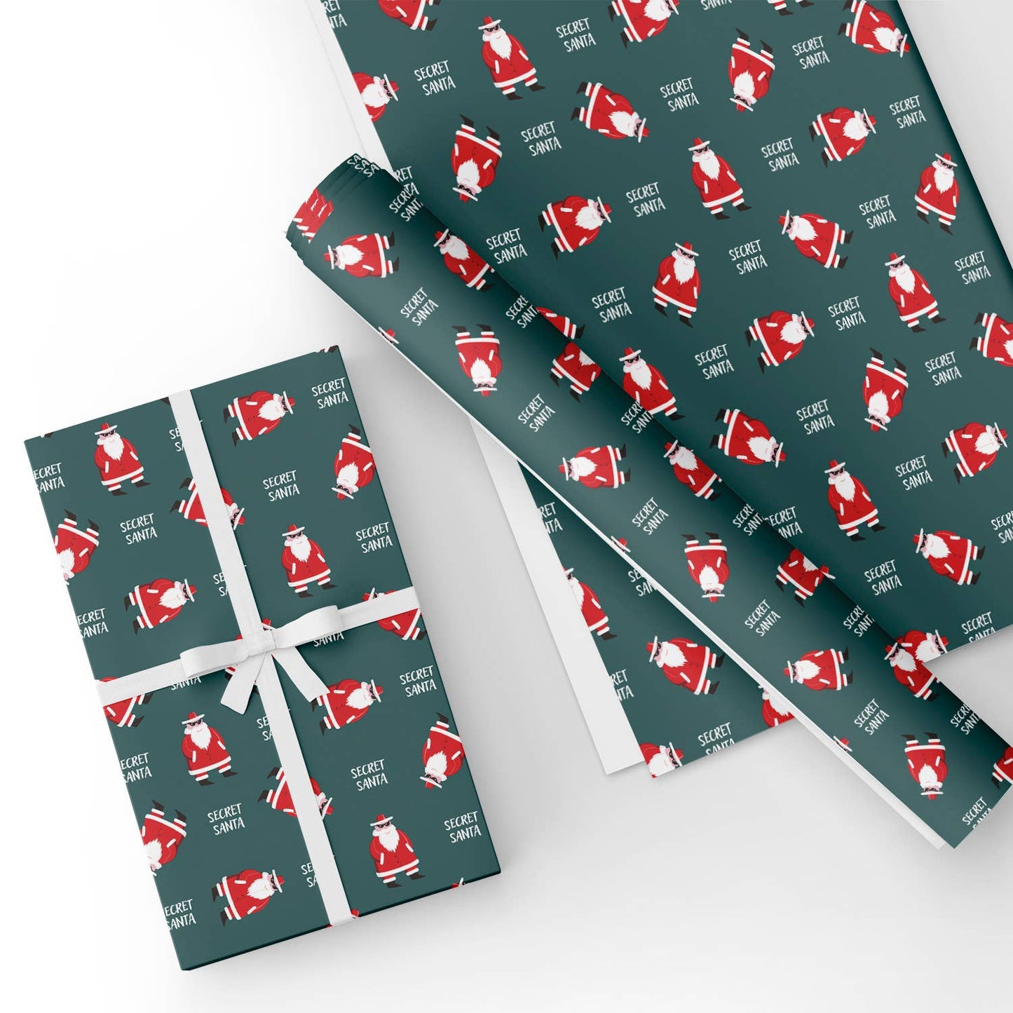 Cool Santa Christmas Flat Wrapping Paper Sheet 19.7" X 27.6"