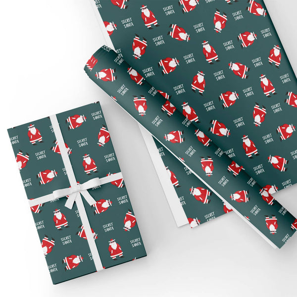 Cool Santa Christmas Flat Wrapping Paper Sheet 19.7" X 27.6"