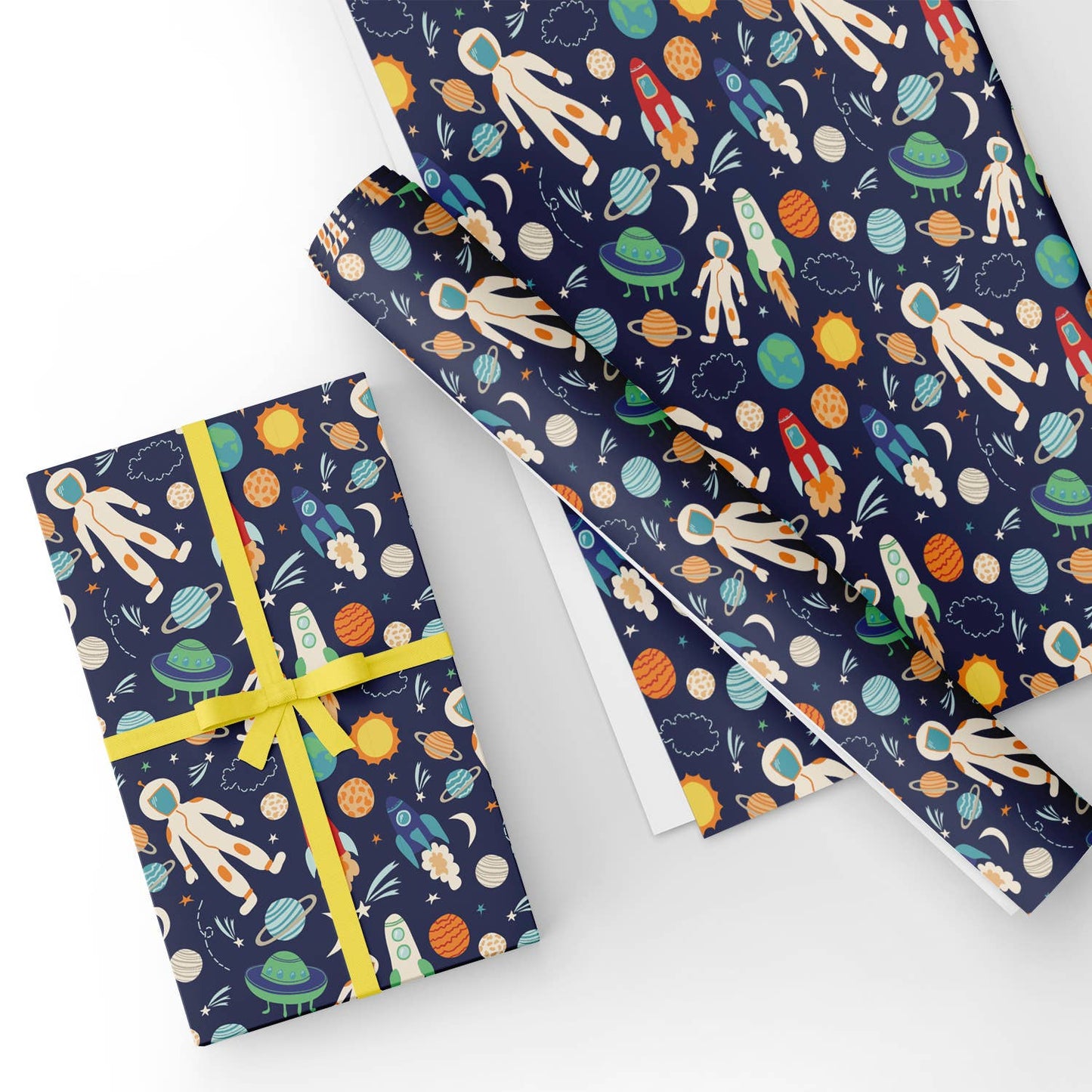 Space for Kids Flat Wrapping Paper Sheet 19.7" X 27.6"