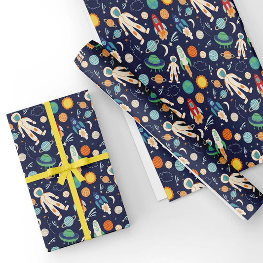 Space for Kids Flat Wrapping Paper Sheet 19.7" X 27.6"