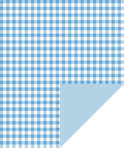 Baby Blue Plaid Wrapping Paper wtih Blue Color on Reverse