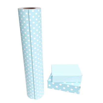 Baby Blue Polka Dot Wrapping Paper with Blue Color on Reverse