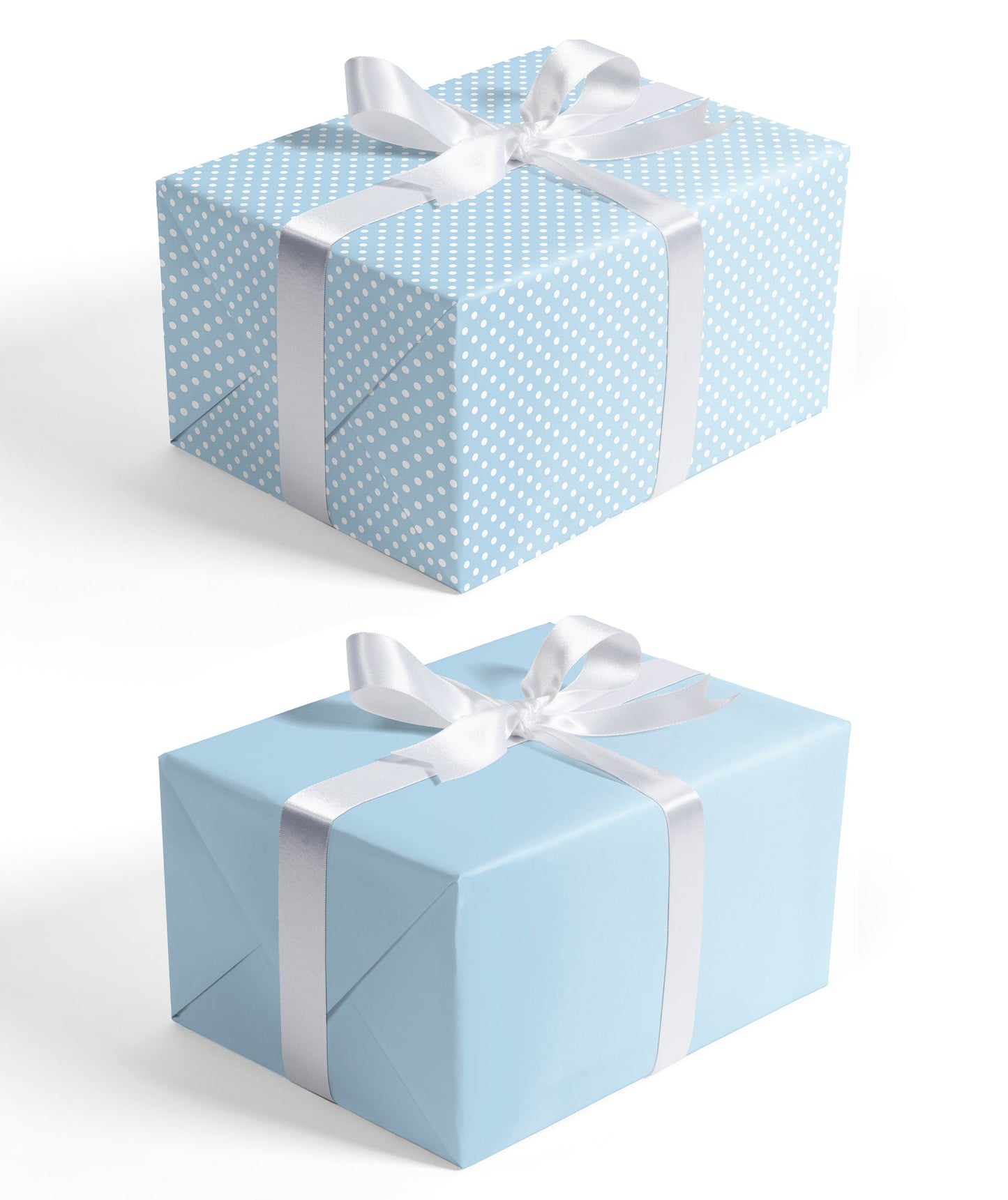 Baby Blue Polka Dot Wrapping Paper with Blue Color on Reverse