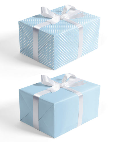 Baby Blue Polka Dot Wrapping Paper with Blue Color on Reverse