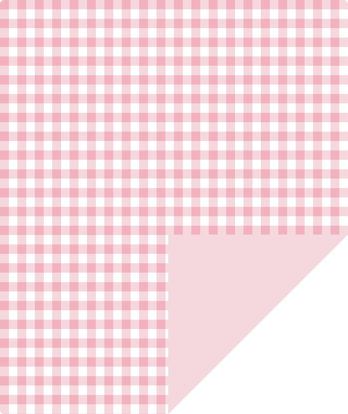 Baby Pink Plaid Wrapping Paper with Pink Color on Reverse