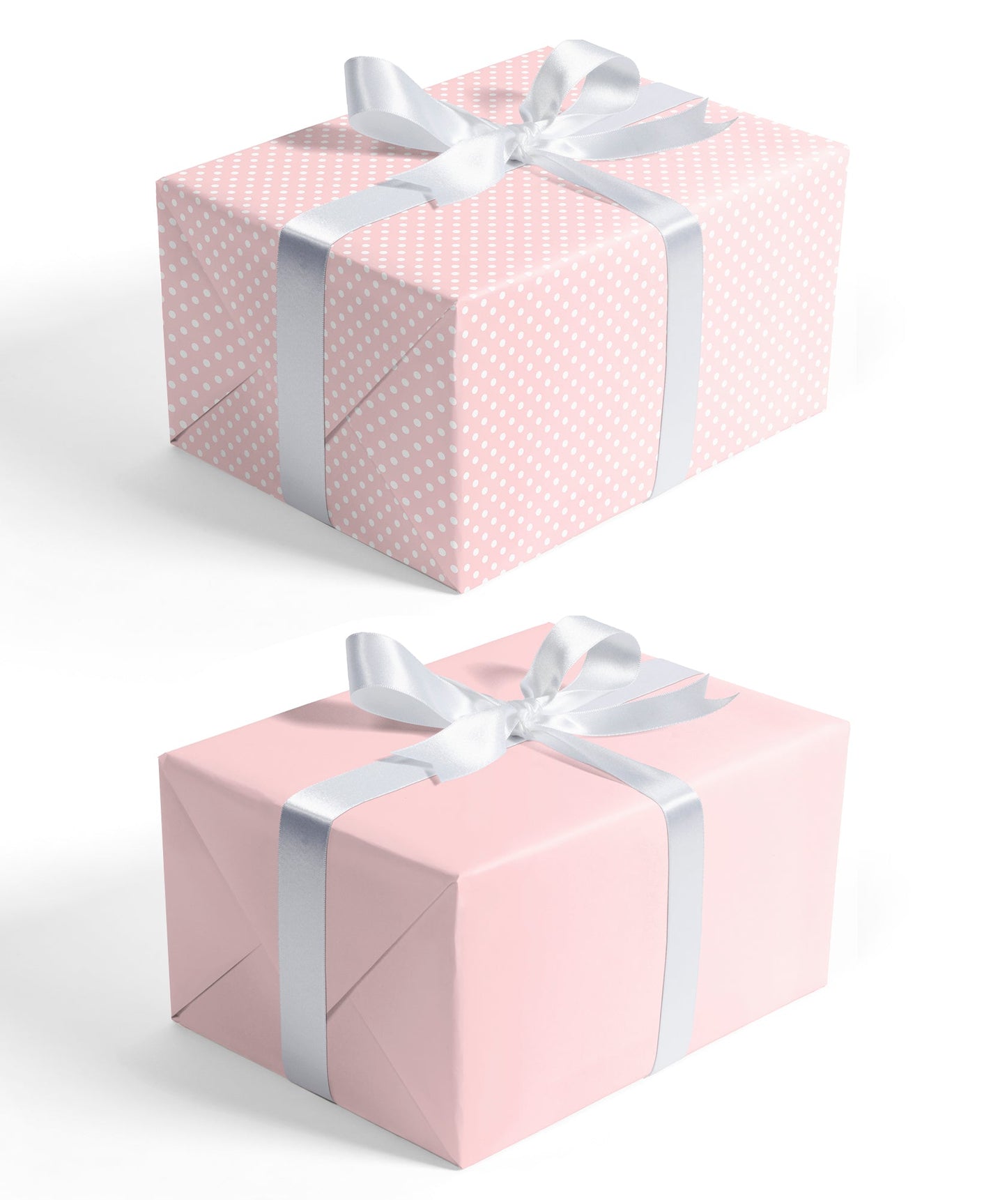 Baby Pink Polka Dot Wrapping Paper with Pink Color on Reverse