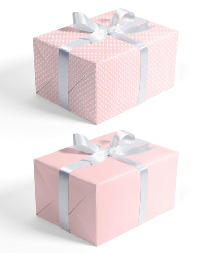 Baby Pink Polka Dot Wrapping Paper with Pink Color on Reverse