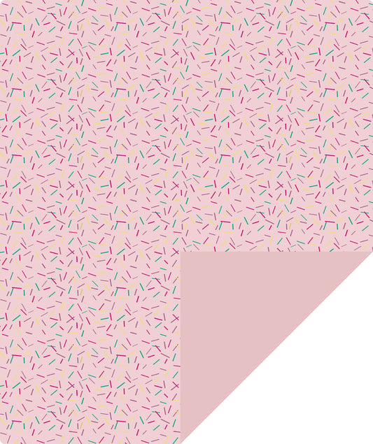 Confetti Pink Wrapping Paper wtih Green Color on Reverse