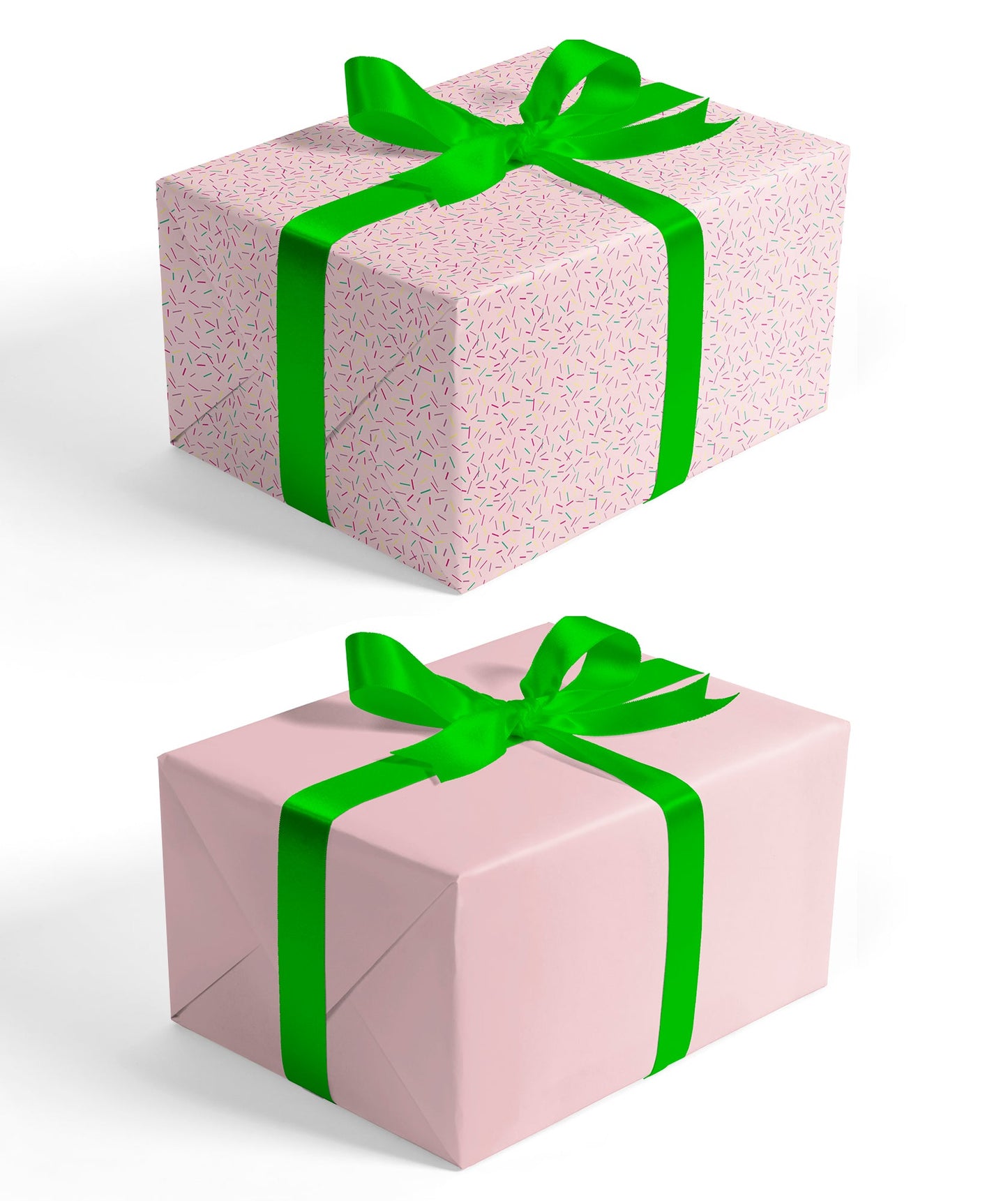 Confetti Pink Wrapping Paper wtih Green Color on Reverse