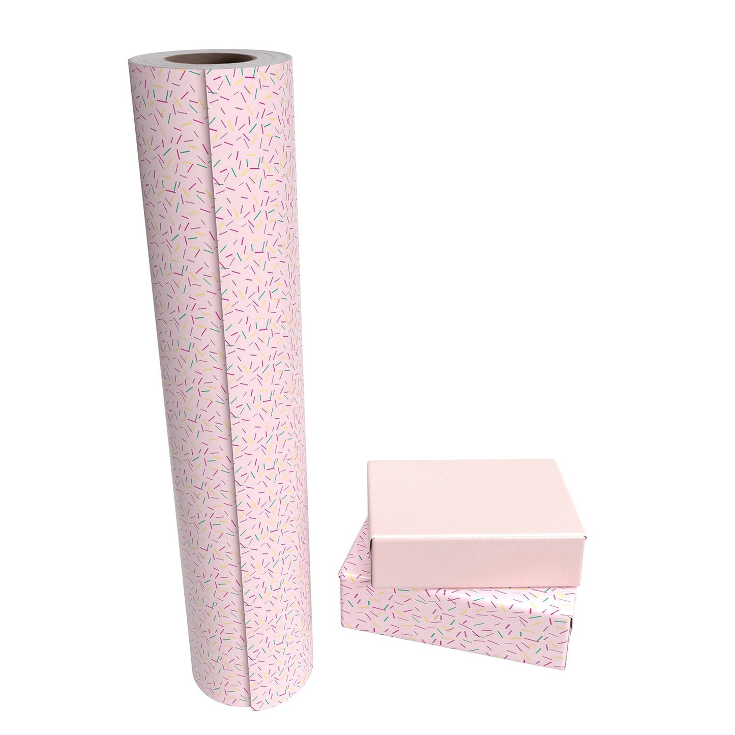 Confetti Pink Wrapping Paper wtih Green Color on Reverse