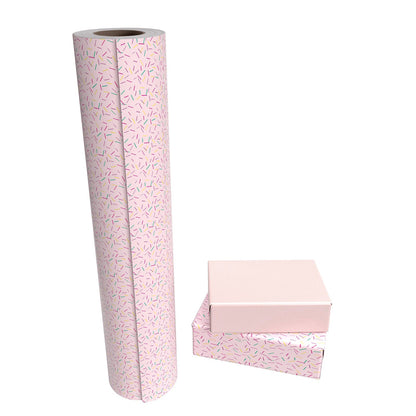 Confetti Pink Wrapping Paper wtih Green Color on Reverse