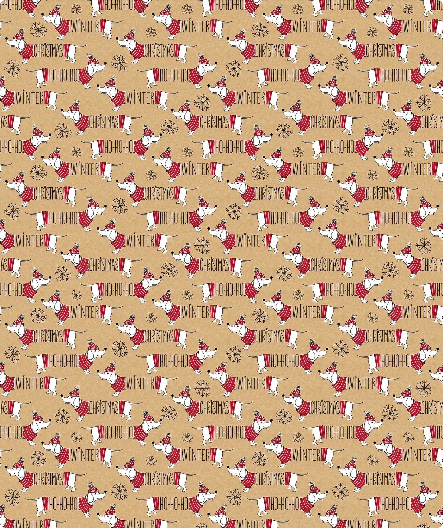 Cute Corgi Dog Christmas Kraft Wrapping Paper with Cut Line on Reverse