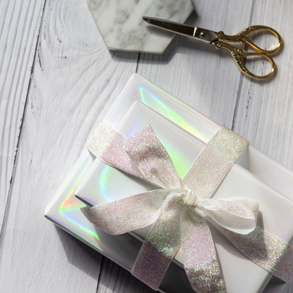 Glossy Metallic Wrapping Paper Roll White