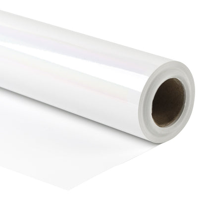Glossy Metallic Wrapping Paper Roll White