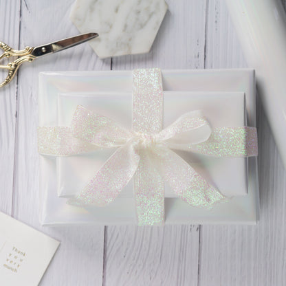 Glossy Metallic Wrapping Paper Roll White