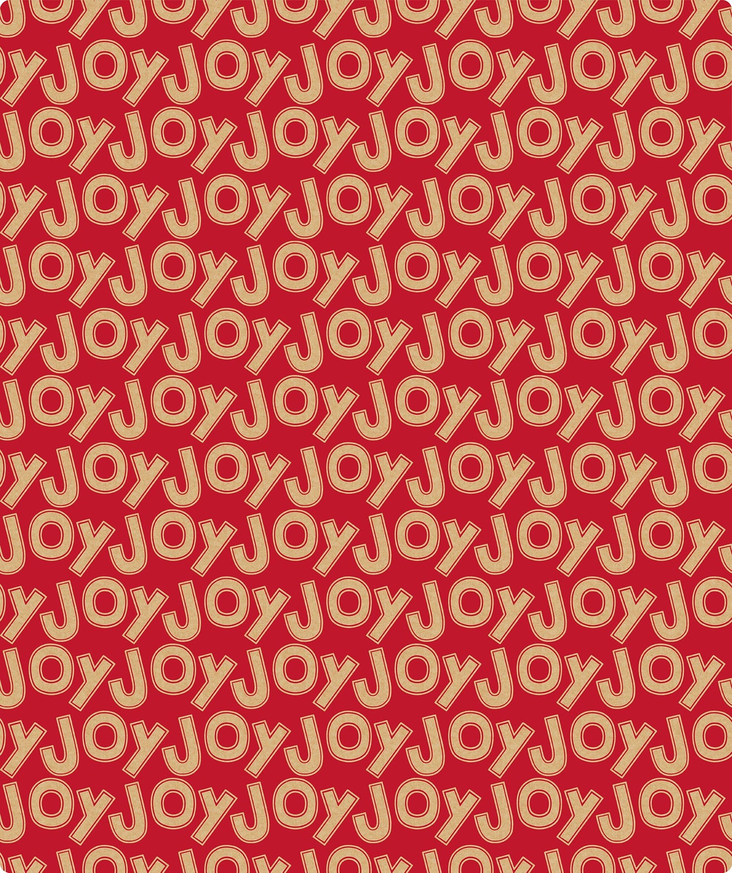 Joy in Red Background Christmas Kraft Wrapping Paper with Cut Line on Reverse