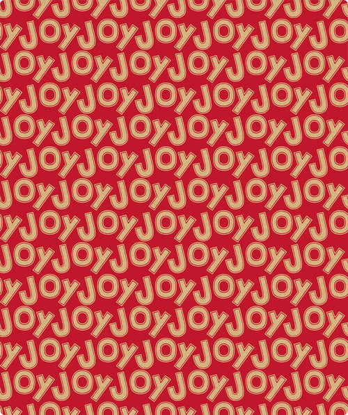 Joy in Red Background Christmas Kraft Wrapping Paper with Cut Line on Reverse