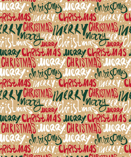 Merry Christmas Xmas Kraft Wrapping Paper with Cut Line on Reverse