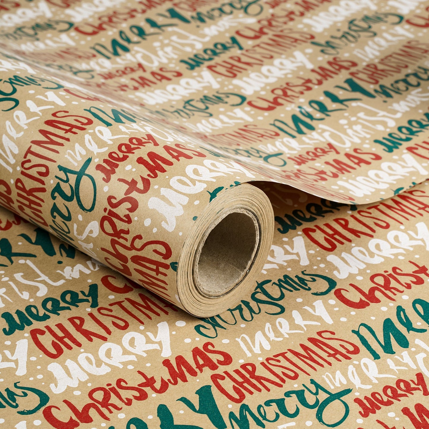Merry Christmas Xmas Kraft Wrapping Paper with Cut Line on Reverse