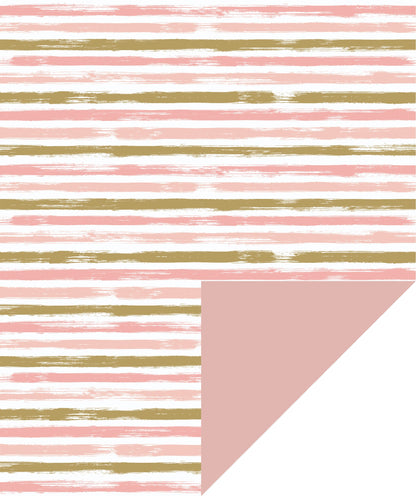 Pink & Gold Corss Stripe Wrapping Paper with Pink Color on Reverse