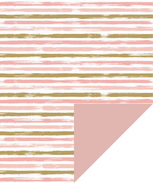 Pink & Gold Corss Stripe Wrapping Paper with Pink Color on Reverse