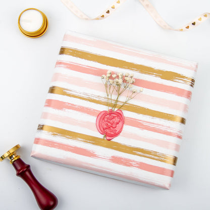 Pink & Gold Corss Stripe Wrapping Paper with Pink Color on Reverse
