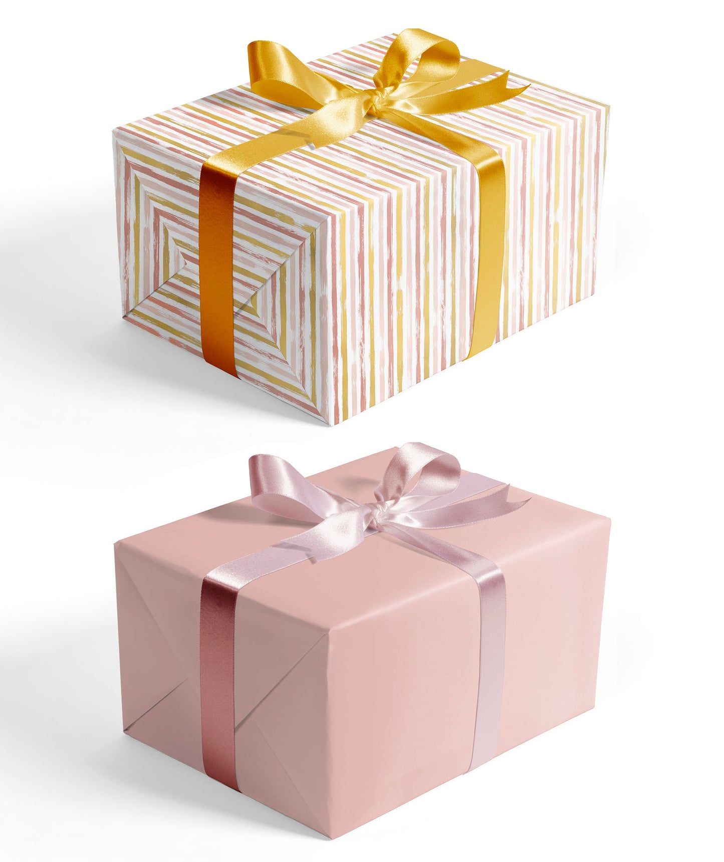 Pink & Gold Corss Stripe Wrapping Paper with Pink Color on Reverse