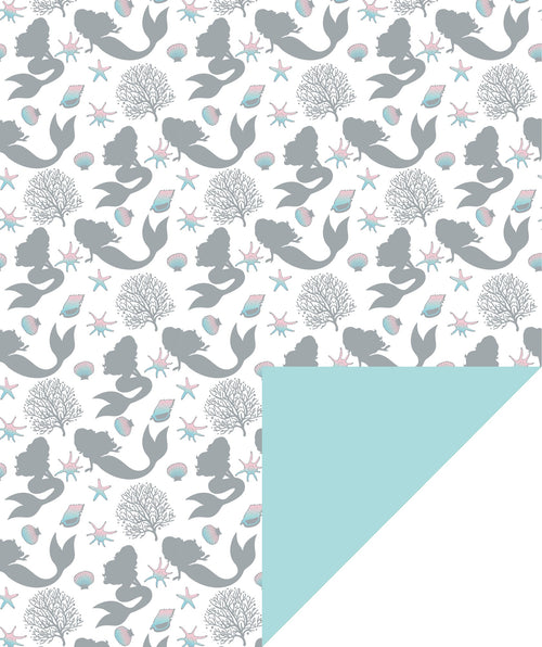 Sea Mermaid Holographic Foil Wrapping Paper with Blue Color on Reverse