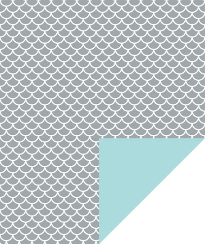 Shiny Scale Holographic Foil Wrapping Paper wtih Light Blue Color on Reverse