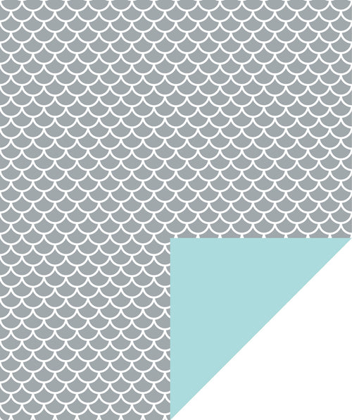 Shiny Scale Holographic Foil Wrapping Paper wtih Light Blue Color on Reverse