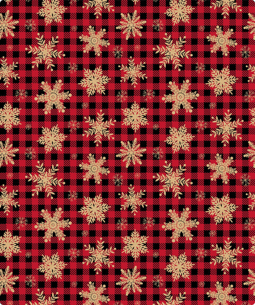 Snowflake Red & Black Buffalo Christmas Kraft Wrapping Paper with Cut Line on Reverse