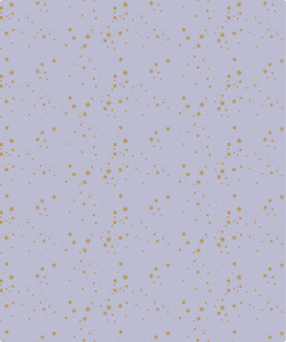 Starry Light Purple Gold Stamp Wrapping Paper wtih Cut Line on Reverse