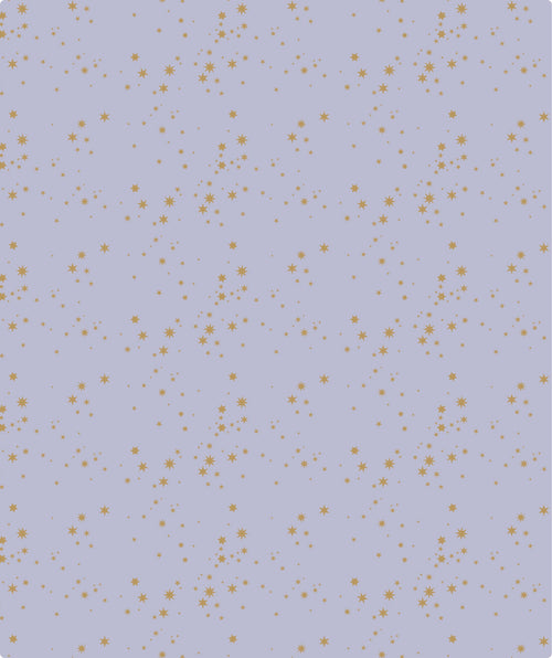 Starry Light Purple Gold Stamp Wrapping Paper wtih Cut Line on Reverse