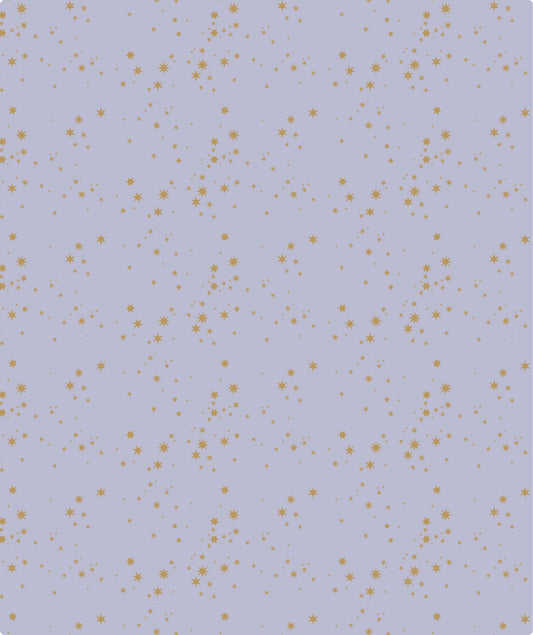 Starry Light Purple Gold Stamp Wrapping Paper wtih Cut Line on Reverse