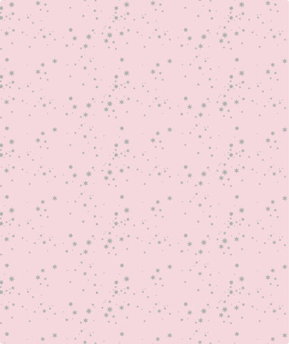 Starry Light Pink Silver Stamp Wrapping Paper wtih Cut Line on Reverse