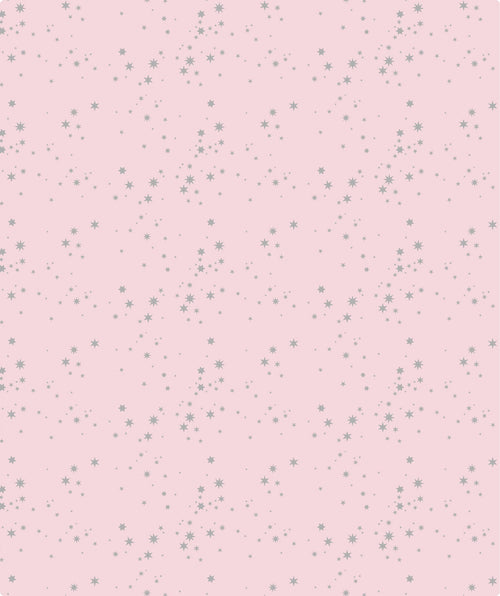 Starry Light Pink Silver Stamp Wrapping Paper wtih Cut Line on Reverse