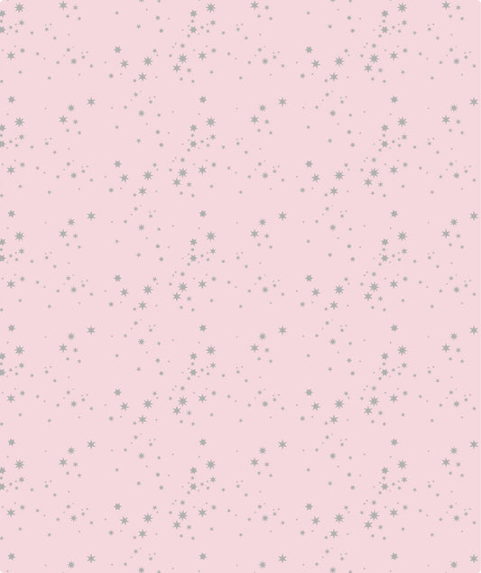 Starry Light Pink Silver Stamp Wrapping Paper wtih Cut Line on Reverse