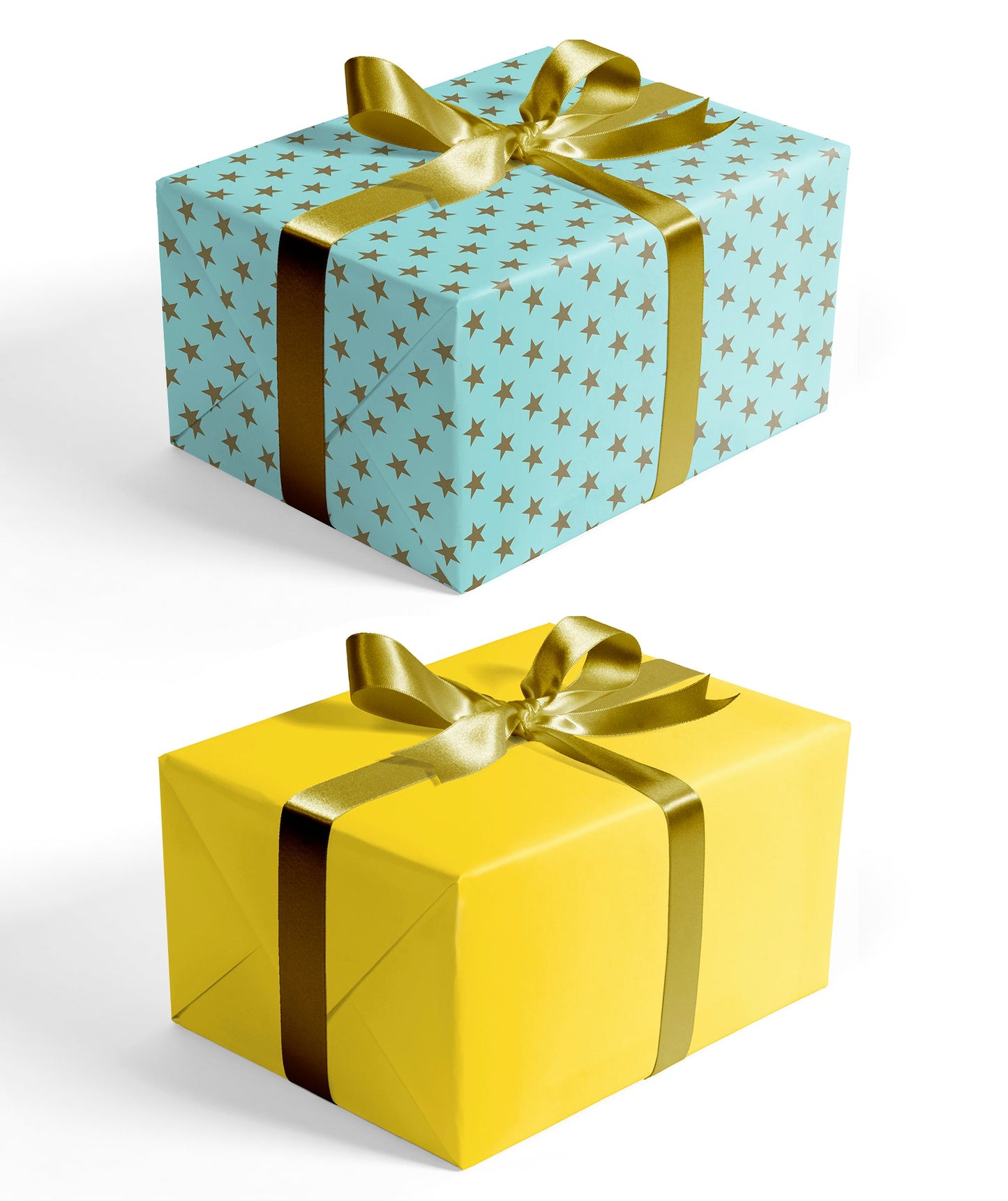 Stars Mint Boy's Birthday Wrapping Paper wtih Yellow Color on Reverse
