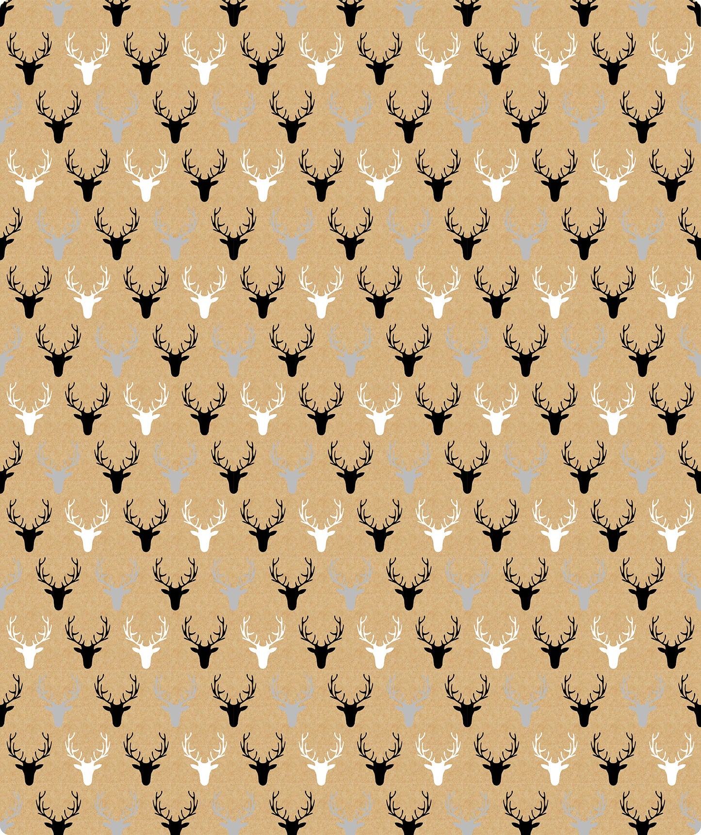 Three Color Dear Head Christmas Kraft Wrapping Paper with Cut Line on Reverse