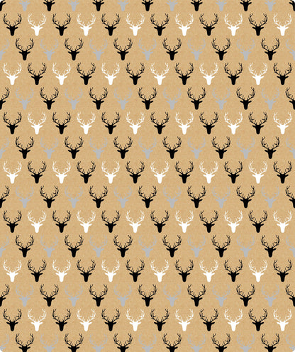 Three Color Dear Head Christmas Kraft Wrapping Paper with Cut Line on Reverse