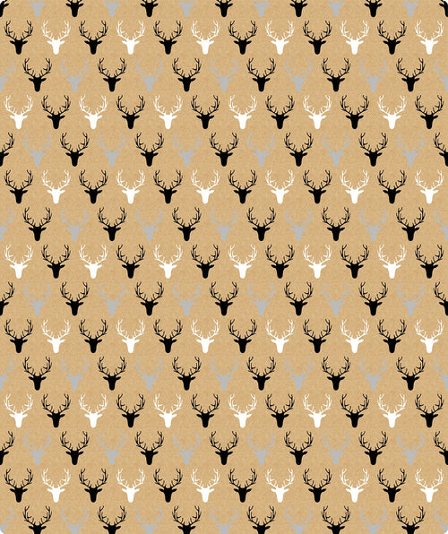 Three Color Dear Head Christmas Kraft Wrapping Paper with Cut Line on Reverse