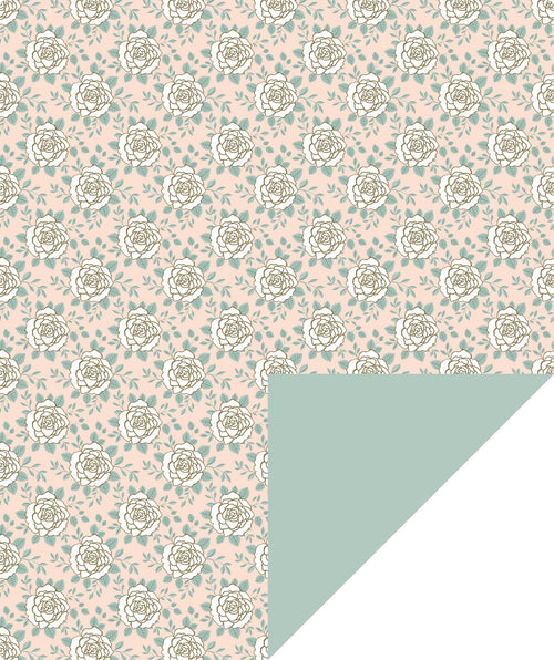 Wedding Rose Glossy Wrapping Paper with Mint Color on Reverse