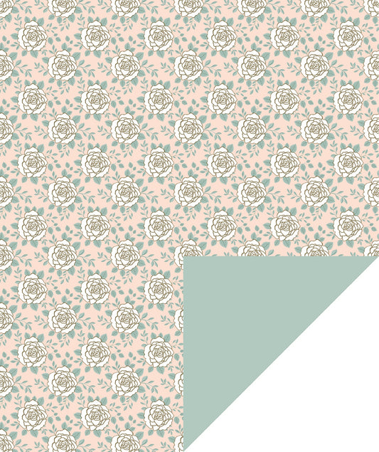 Wedding Rose Glossy Wrapping Paper with Mint Color on Reverse