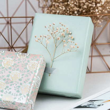Wedding Rose Glossy Wrapping Paper with Mint Color on Reverse