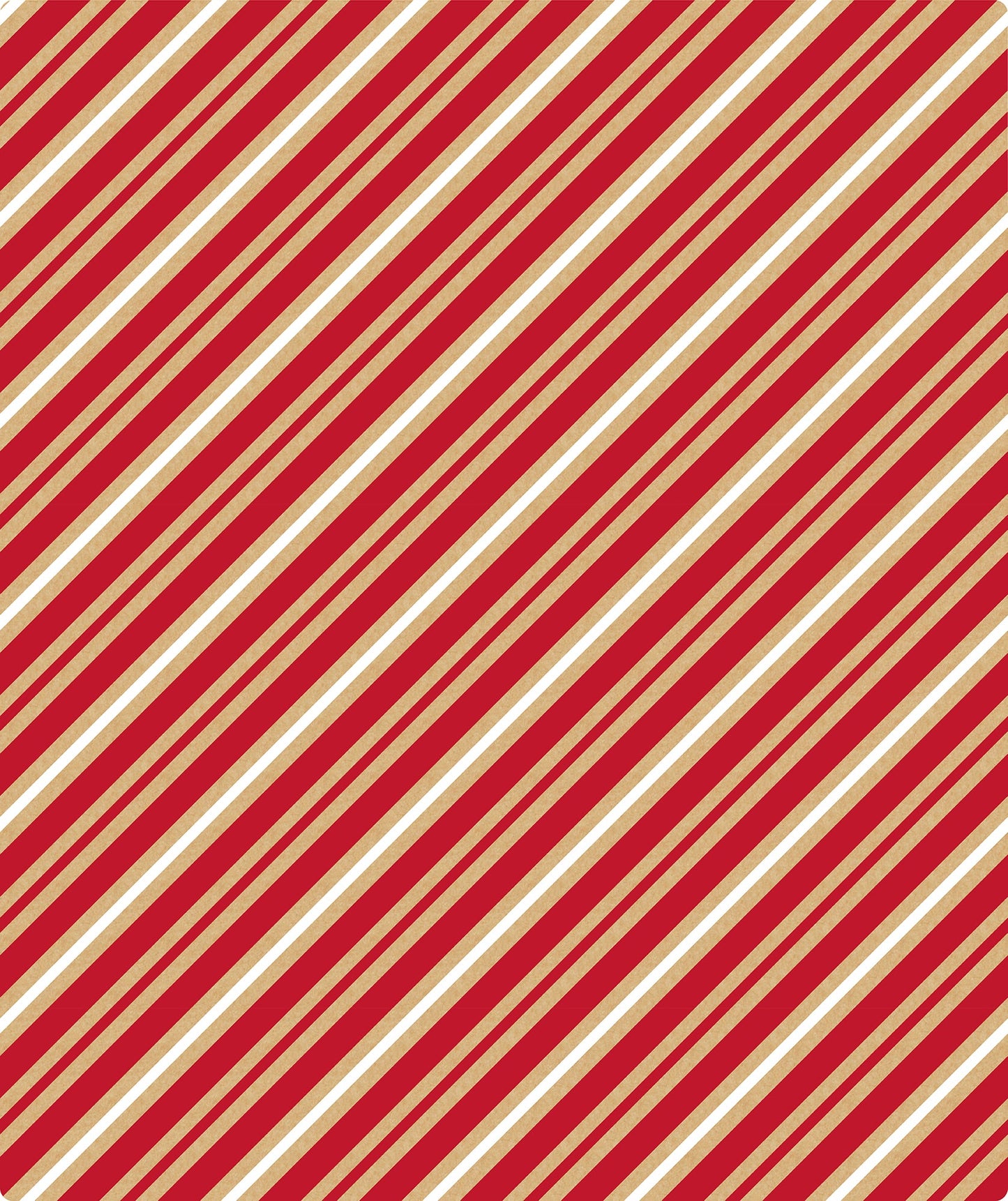 White & Red Diagonal Stripe Christmas Kraft Wrapping Paper with Cut Line on Reverse